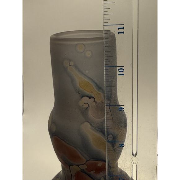 Rueven Nouveau Art Hand Painted Drip Satin Glass Genie Vase 10.75” VTG - Picture 4 of 8